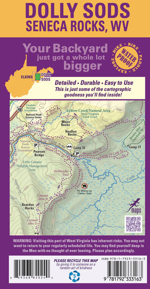 Dolly Sods-Seneca Rocks Lizard Map: West Virginia