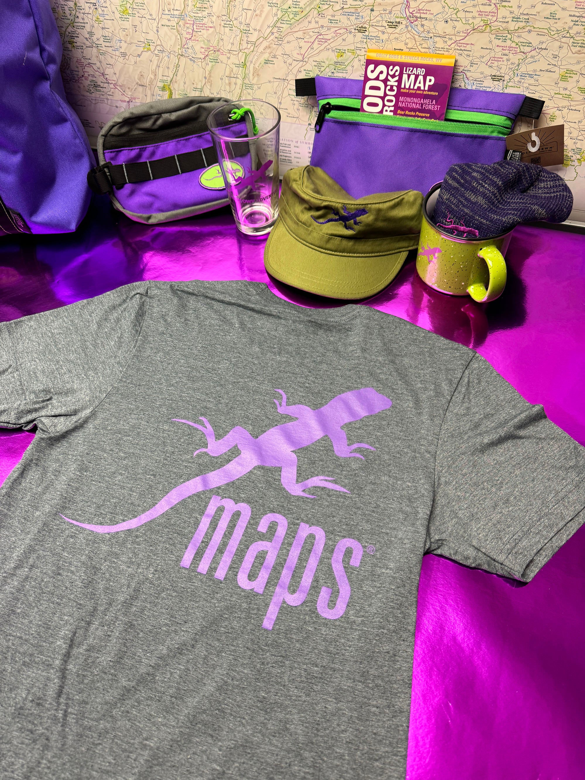 Purple Lizard Maps T-Shirt